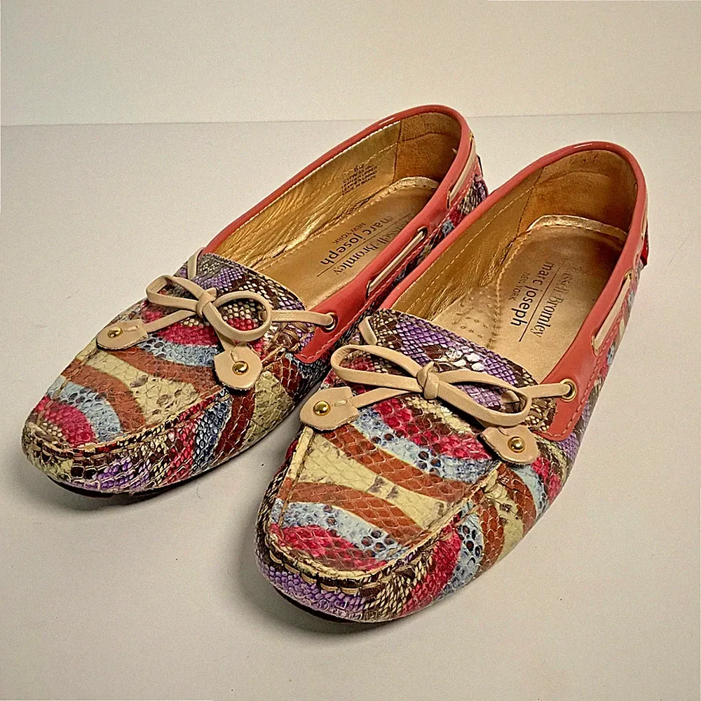 Russell & Bromley Marc Joseph New York Schlangenleder Multi Mokassins Halbschuhe UK 4,5