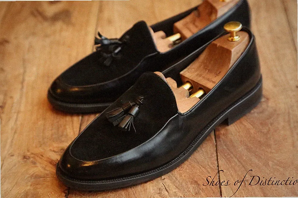 Russell & Bromley schwarz Wildleder Leder Quasten Schuhe Halbschuhe Herren UK...