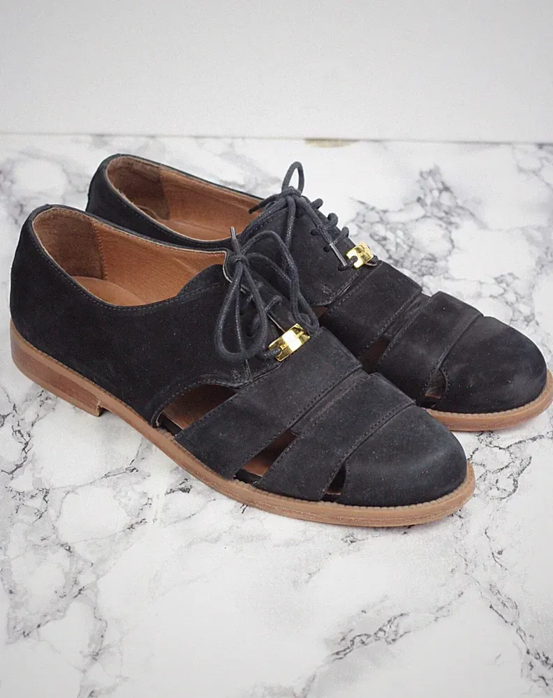 Russell & Bromley schwarze Nubuk Petersham Brogues Halbschuhe, Größe UK 3,5 / EU 36,5