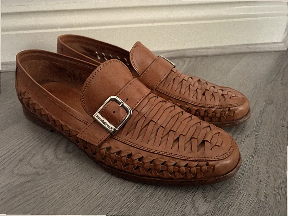 Russell & Bromley Upgrade Herren Hellbraun Gewebte Leder Halbschuhe Größe UK 11 EU 45