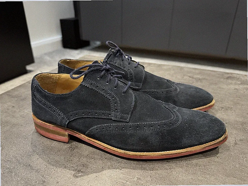 Russell & Bromley Wildleder Herren DERBY BROGUE Halbschuh Smart Schuhe - UK 9,5 UVP 265 £