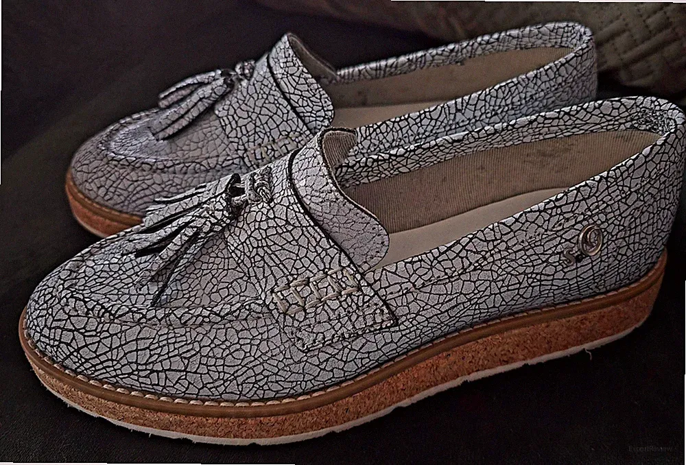 S.Oliver Damen-Loafer Weiß mit Craquelé-Optik u. Soft Foam-Einlegesohlen Gr.37