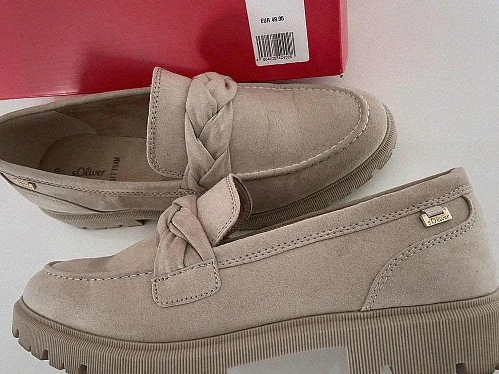 s. OLIVER SLIPPER. HALBSCHUHE. LOAFER in BEIGE WILDLEDER OPTIK Damen 40