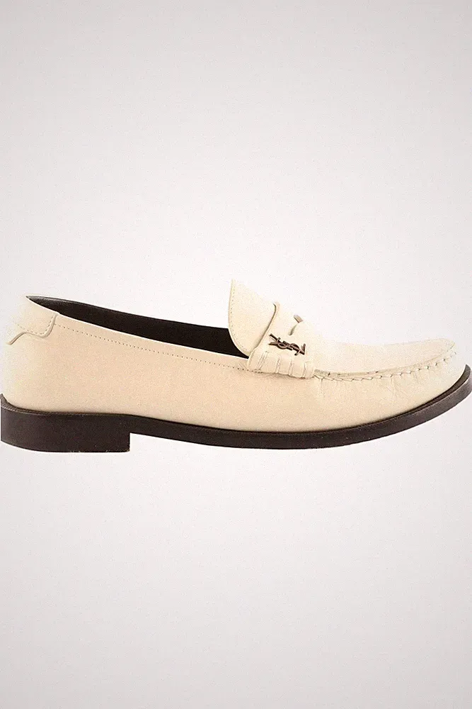 SAINT LAURENT IVORY LAURENT LEDER HALBSCHUHE EU 38,5 UK 5,5 US 8,5