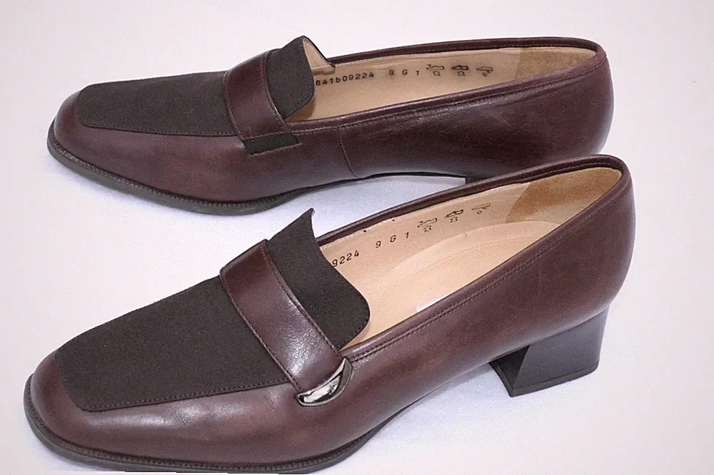 🌸 Salamander Lady Pumps Loafer Braun Leder Gr. 43 UK 9 Blockabsatz