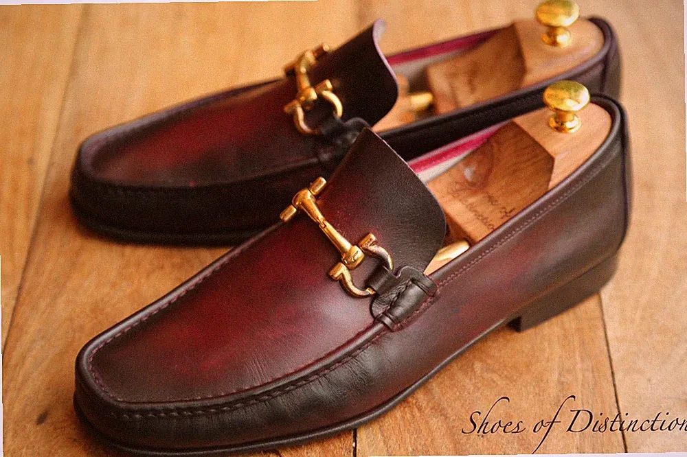 Salvatore brüniert lila schwarz Leder silber Bit Schuhe Halbschuhe Herren UK...