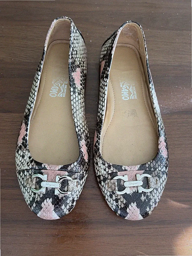 Salvatore Ferragamo Ballerinas Schlangenleder Gancini UK 6