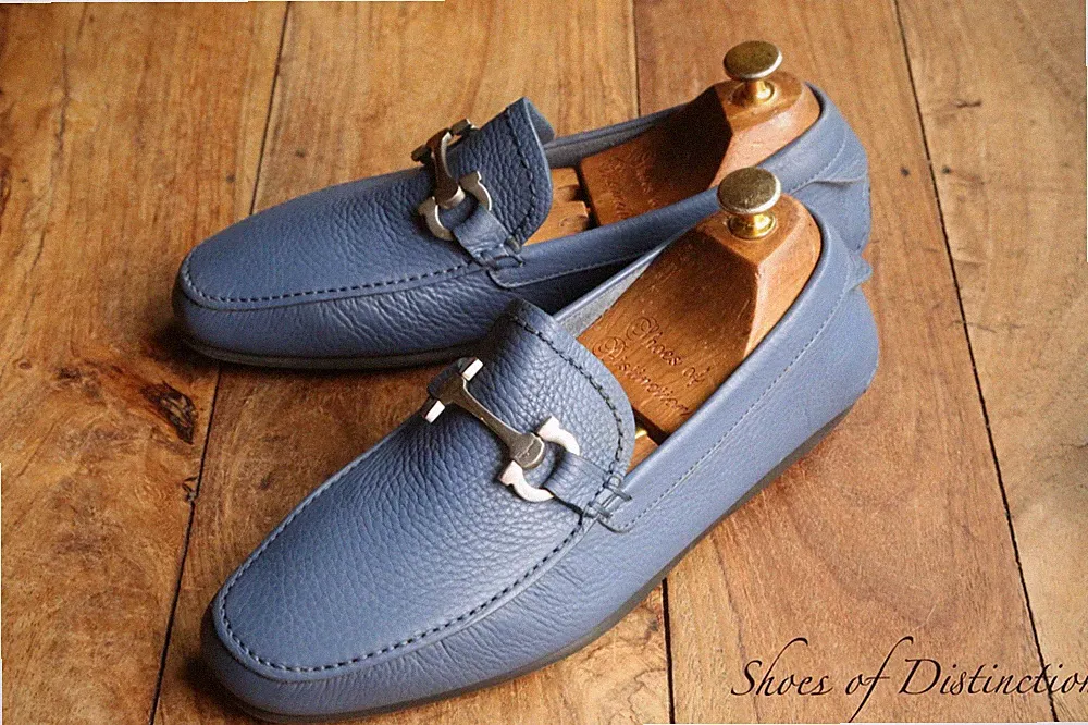 Salvatore Ferragamo Blau Leder Schuhe Halbschuhe Herren UK 6 EEE US 7 EU 40
