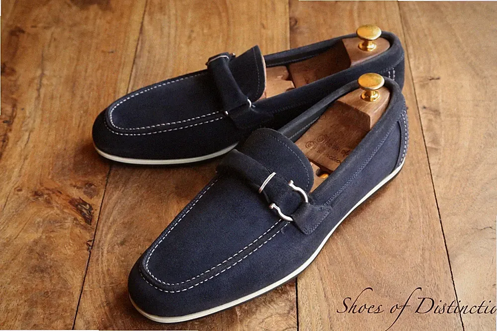 Salvatore Ferragamo Blau Wildleder Silber Bit Schuhe Halbschuhe Herren UK 9 EU 43 US 10