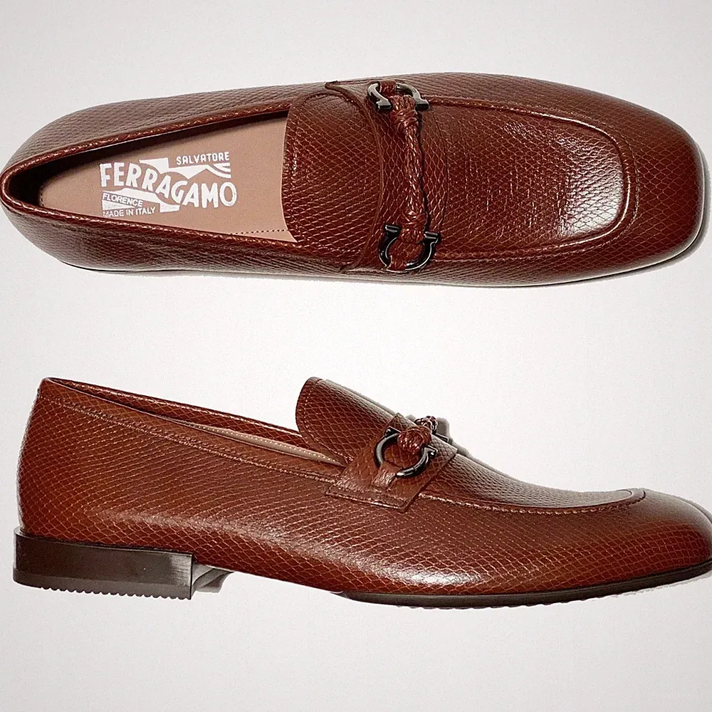 Salvatore Ferragamo Braun Leder Herren Halbschuh 6,5 Halbschuhe