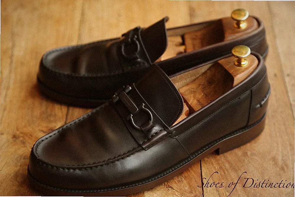 Salvatore Ferragamo dunkelbraun Leder Silber Bit Halbschuhe Schuhe Herren...