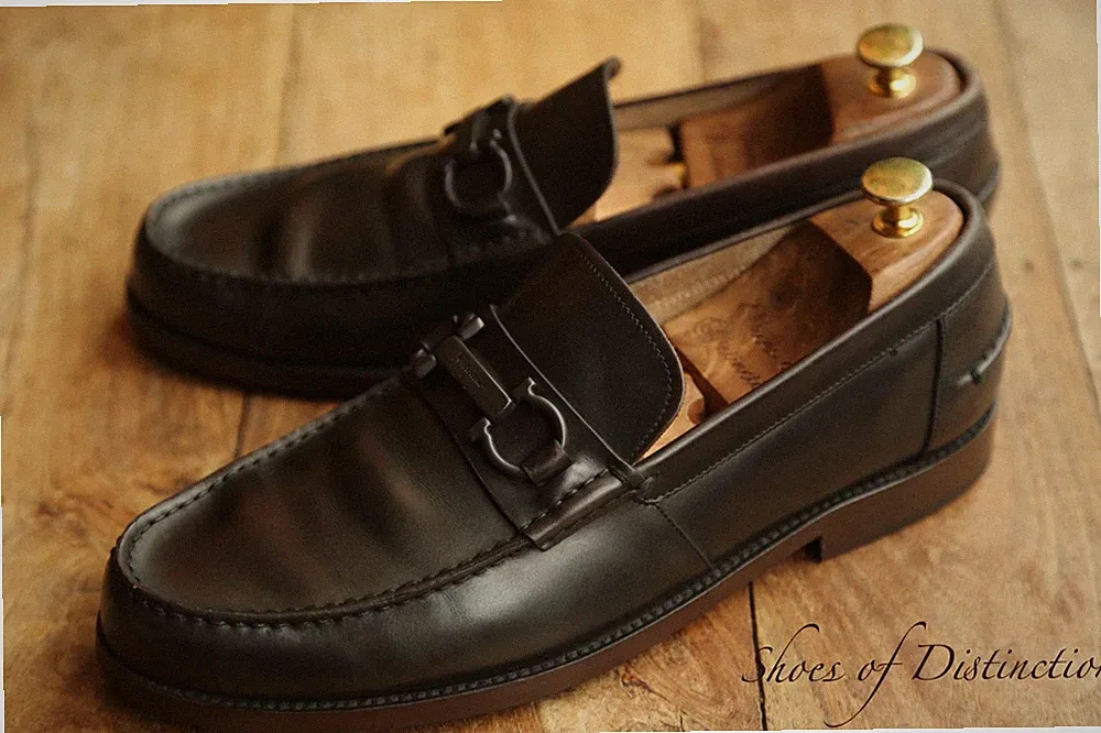 Salvatore Ferragamo dunkelbraun Leder Silber Bit Halbschuhe Schuhe Herren...