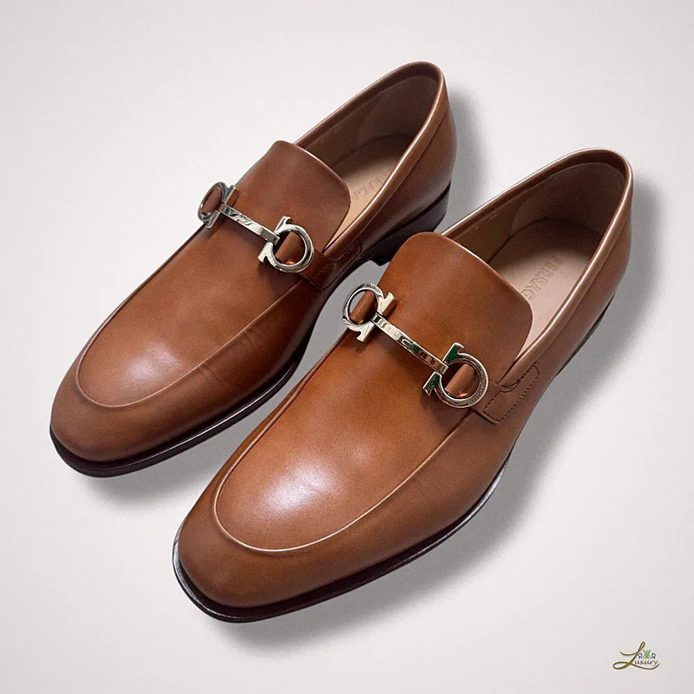 Salvatore Ferragamo Finley Halbschuhe Braun Leder Slipper Größe EU 43 EEE
