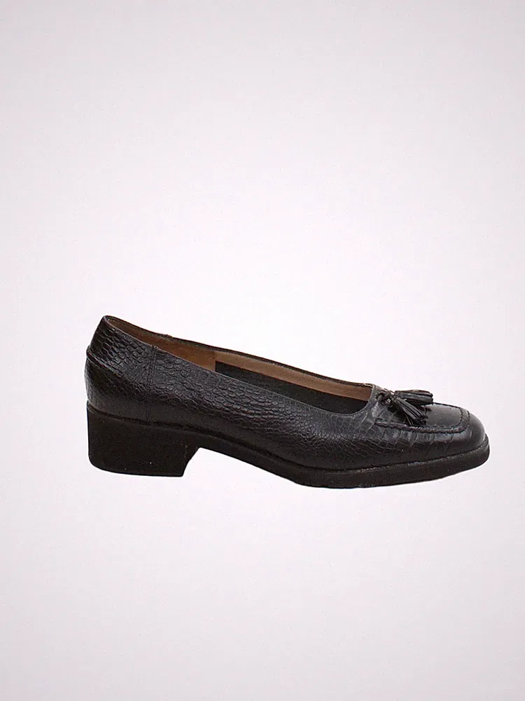 Salvatore Ferragamo flache Damenschuhe UK 4 schwarz 100 % Leder Halbschuh