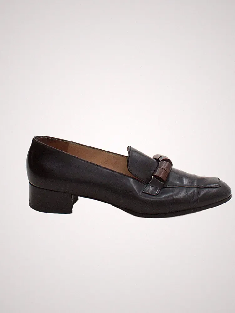 Salvatore Ferragamo flache Damenschuhe UK 7 schwarz 100 % Leder Halbschuh