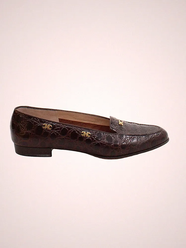Salvatore Ferragamo flache Damenschuhe UK 8 braun 100 % Leder Halbschuh