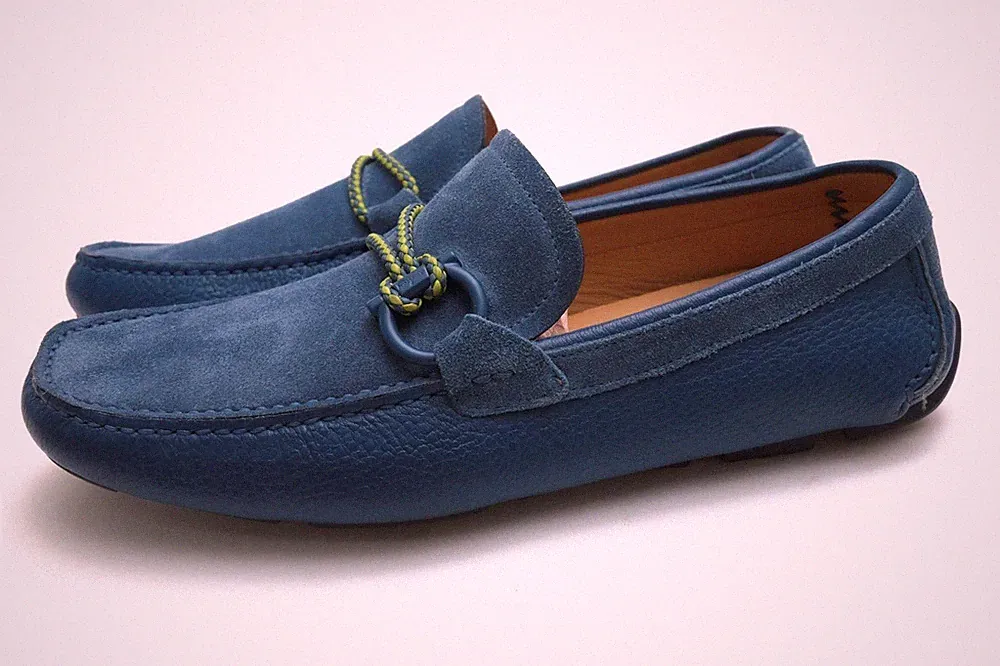 Salvatore Ferragamo Front4 mediterran blau Wildleder Fahren US7 authentisch