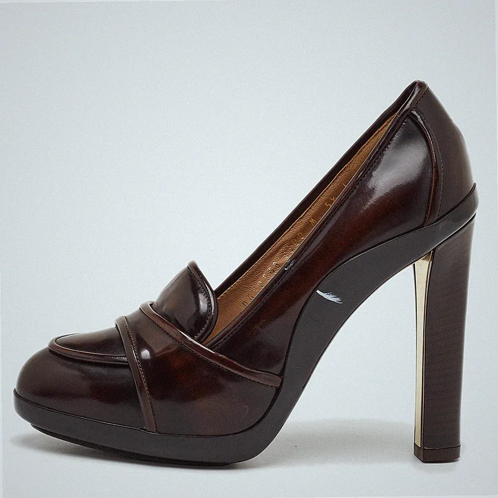 Salvatore Ferragamo Größe 36 dunkelbraune Leder Loafer Pumps
