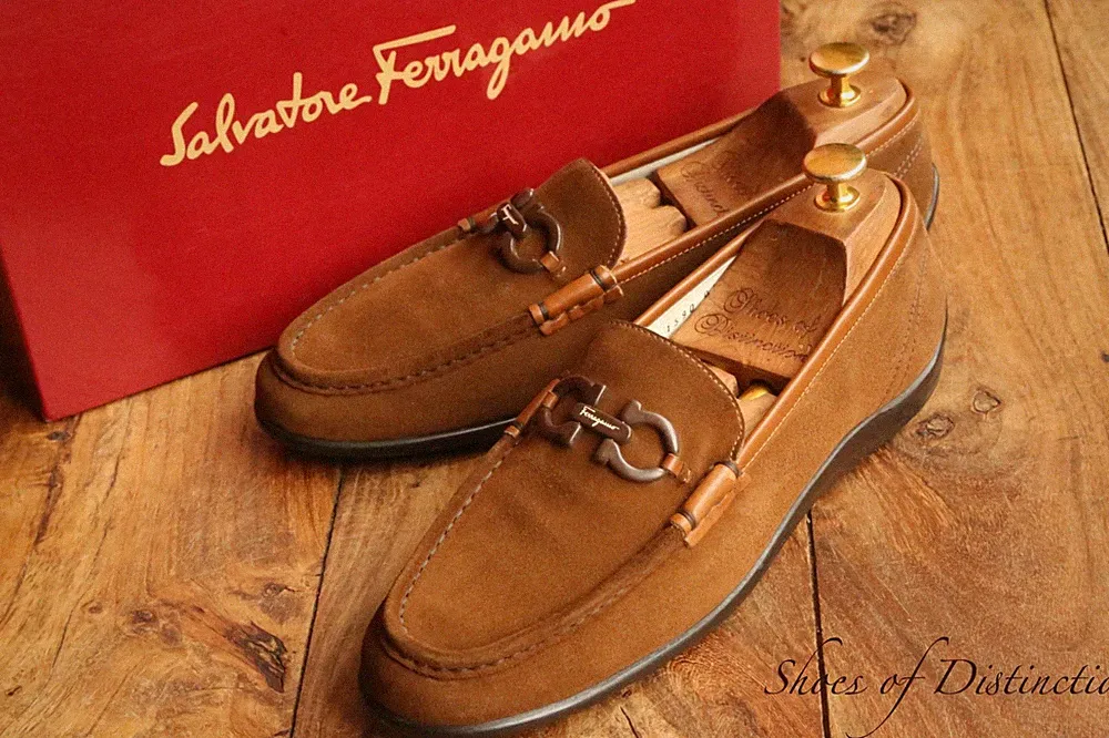 Salvatore Ferragamo hellbraune Wildleder-Loafer Schuhe flache Damen UK 6 US 9