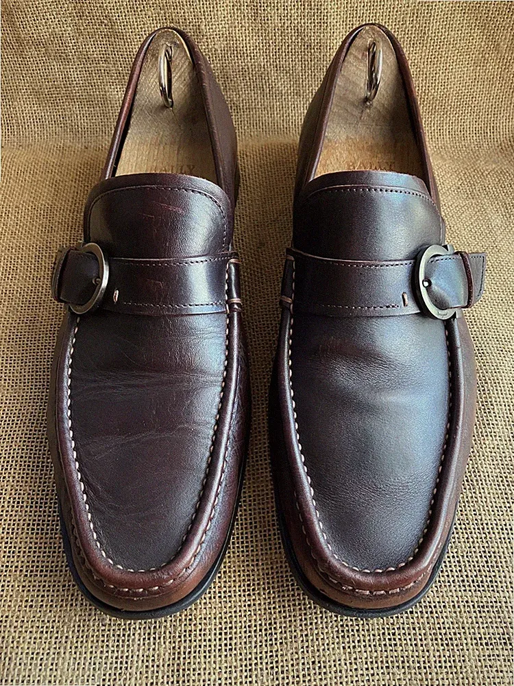 SALVATORE FERRAGAMO Herren Braun Leder Slipper Halbschuhe Größe US 9 EE ||...