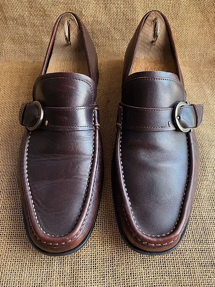 SALVATORE FERRAGAMO Herren Braun Leder Slipper Halbschuhe Größe US 9 EE || UK 8