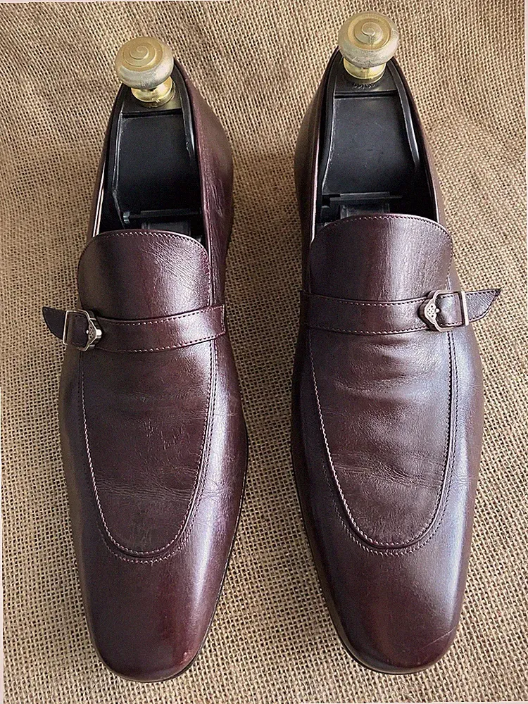SALVATORE FERRAGAMO Herren Burgunderrot Leder Slipper Halbschuhe Größe US 7,5 D