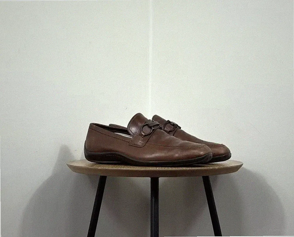 Salvatore Ferragamo Herren Dinamo Gancini Bit Braun Leder Halbschuhe UK7,5/US8,5
