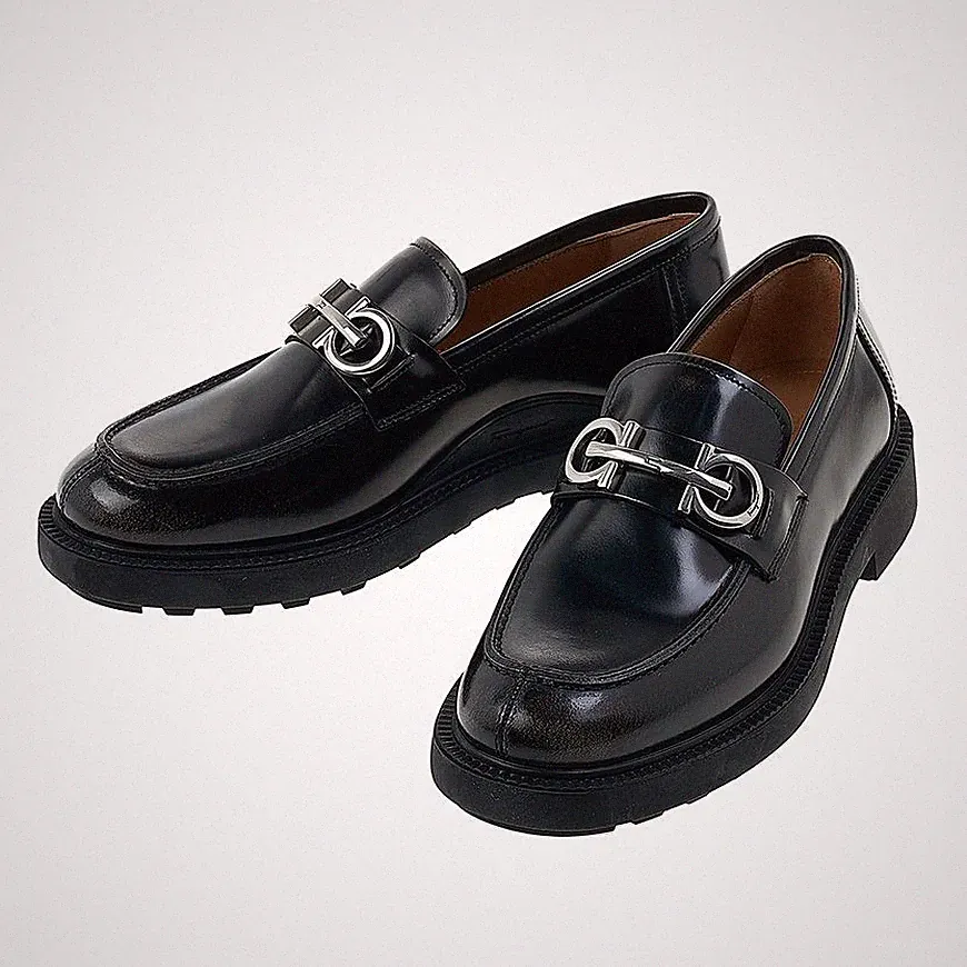 Salvatore Ferragamo Herren Gancini Ornament Halbschuhe Neu Biscot Calf 72765674