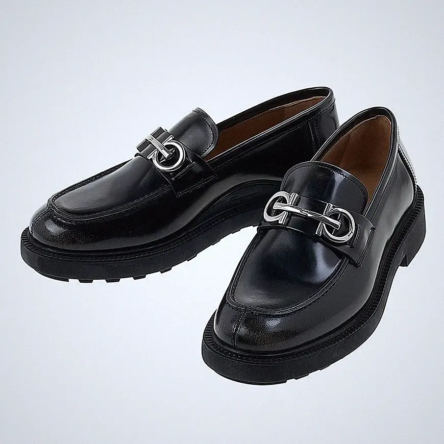 Salvatore Ferragamo Herren Gancini Ornament Halbschuhe Neu Biscot Kalb 72765674