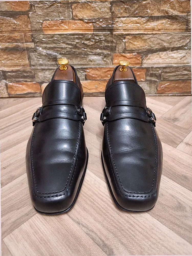 SALVATORE FERRAGAMO MOKASSIN LEDER SCHWARZ UK 10,5 EE