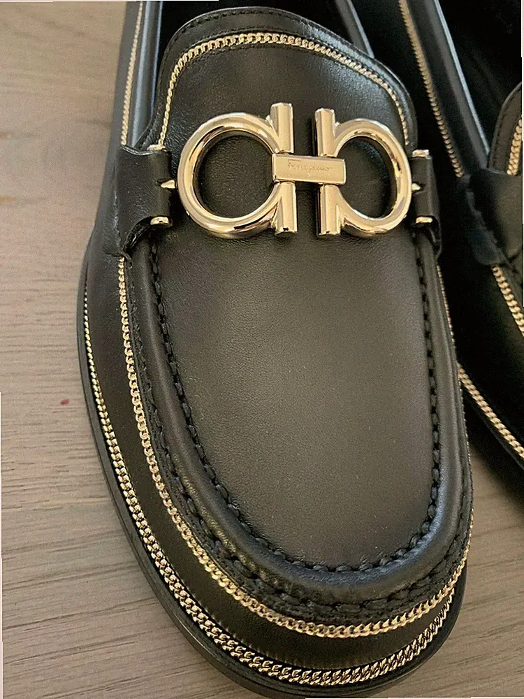 SALVATORE FERRAGAMO ROLO GANCINI LOAFERS SLIPPERS HALBSCHUHE SCHUHE SHOES 40.5