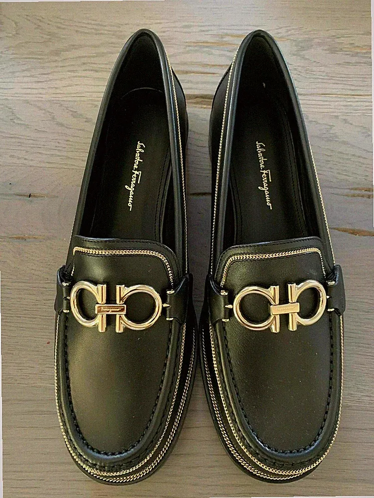 SALVATORE FERRAGAMO ROLO LUX GANCINI LOAFERS SLIPPERS HALBSCHUHE SCHUHE SHOES