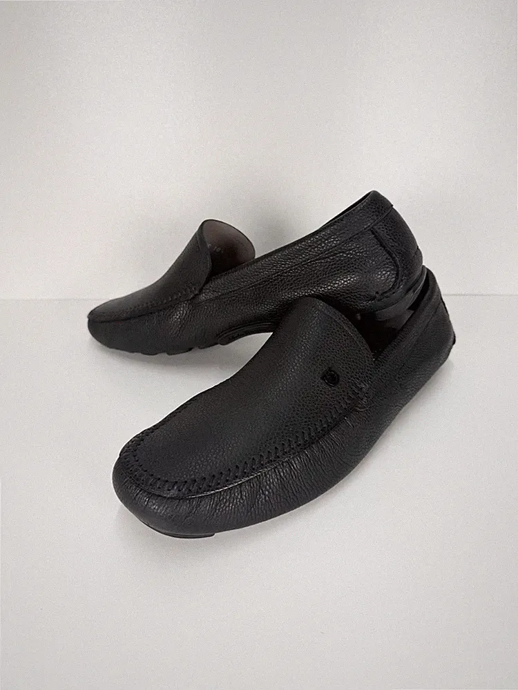 Salvatore Ferragamo "Saul 2" schwarz Leder Halbschuh Fahrschuhe Herren UK 10,5