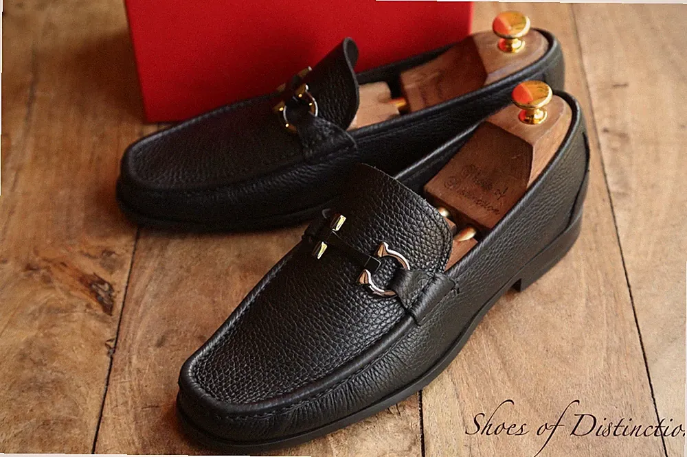 Salvatore Ferragamo schwarz Bit schwarz Leder Halbschuhe Schuhe Herren UK 7 US 8