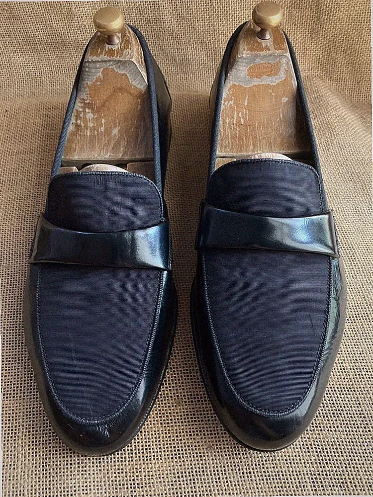 Salvatore Ferragamo schwarz Ripsband & Leder belgische Slipper Halbschuhe...