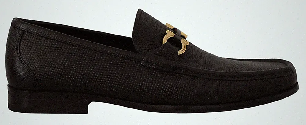 Salvatore Ferragamo Schwarze Kalbleder Mokassins Ballerinas Herren Schuhe