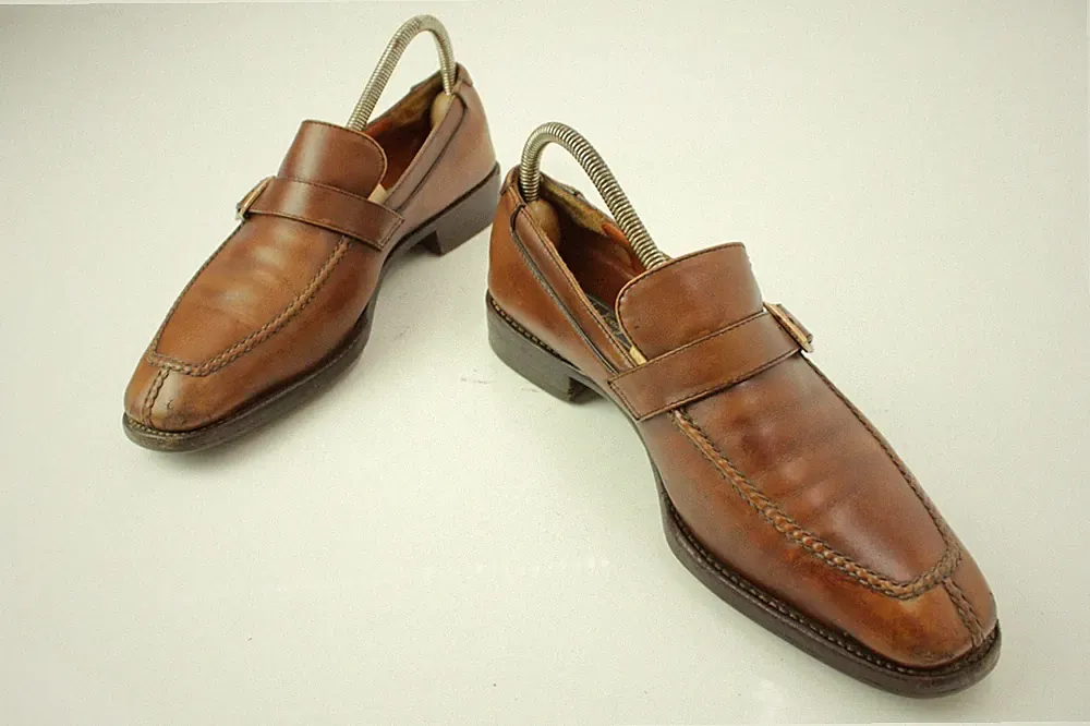 Salvatore Ferragamo TD5145 Monk Strap Loafer Braun Leder Rahmengenäht UK 7 EE