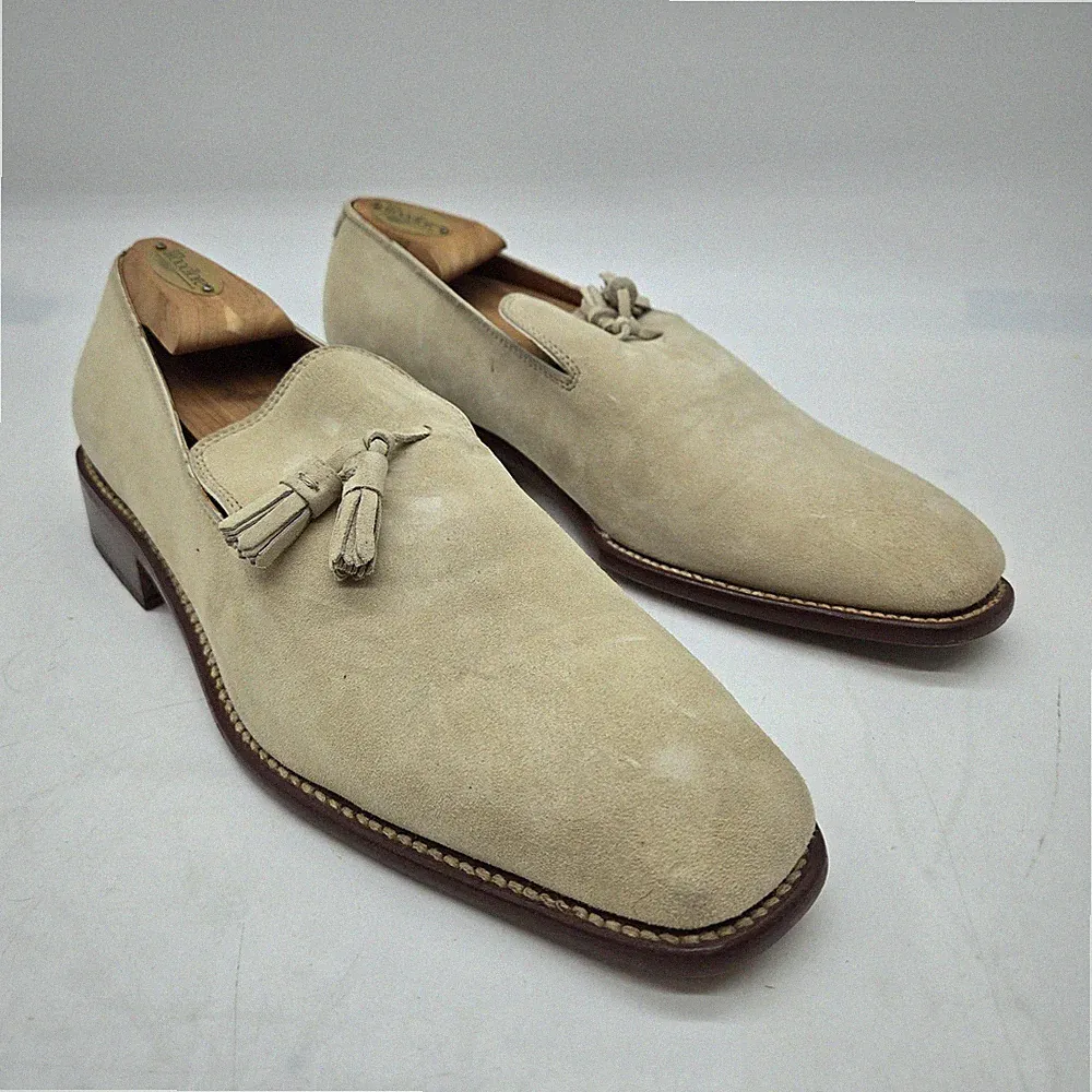 Salvatore Ferragamo Tramezza Suede Tassel Loafers Men's Size 8 2E Extra Wide