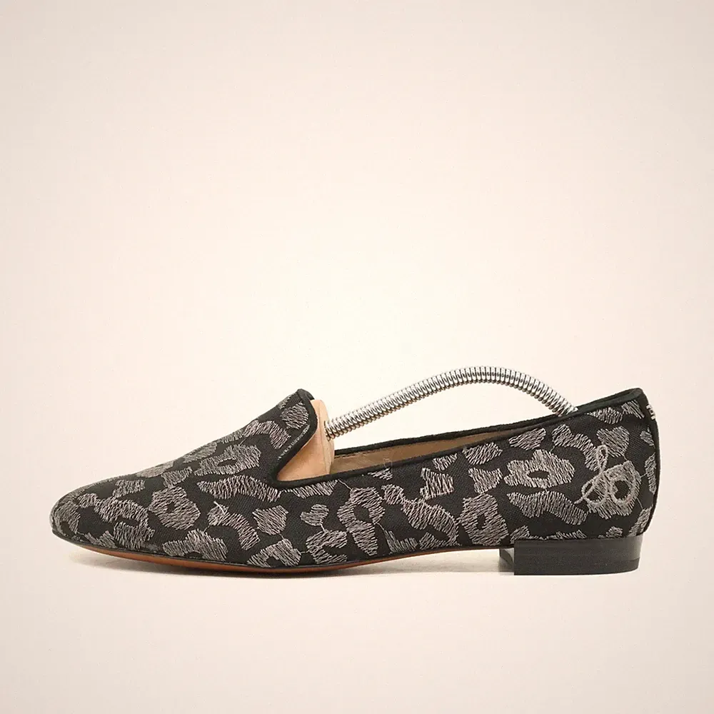 Sam Edelman Damen loafer schwarz silber stoff leder loafers klassisch EU 39.5