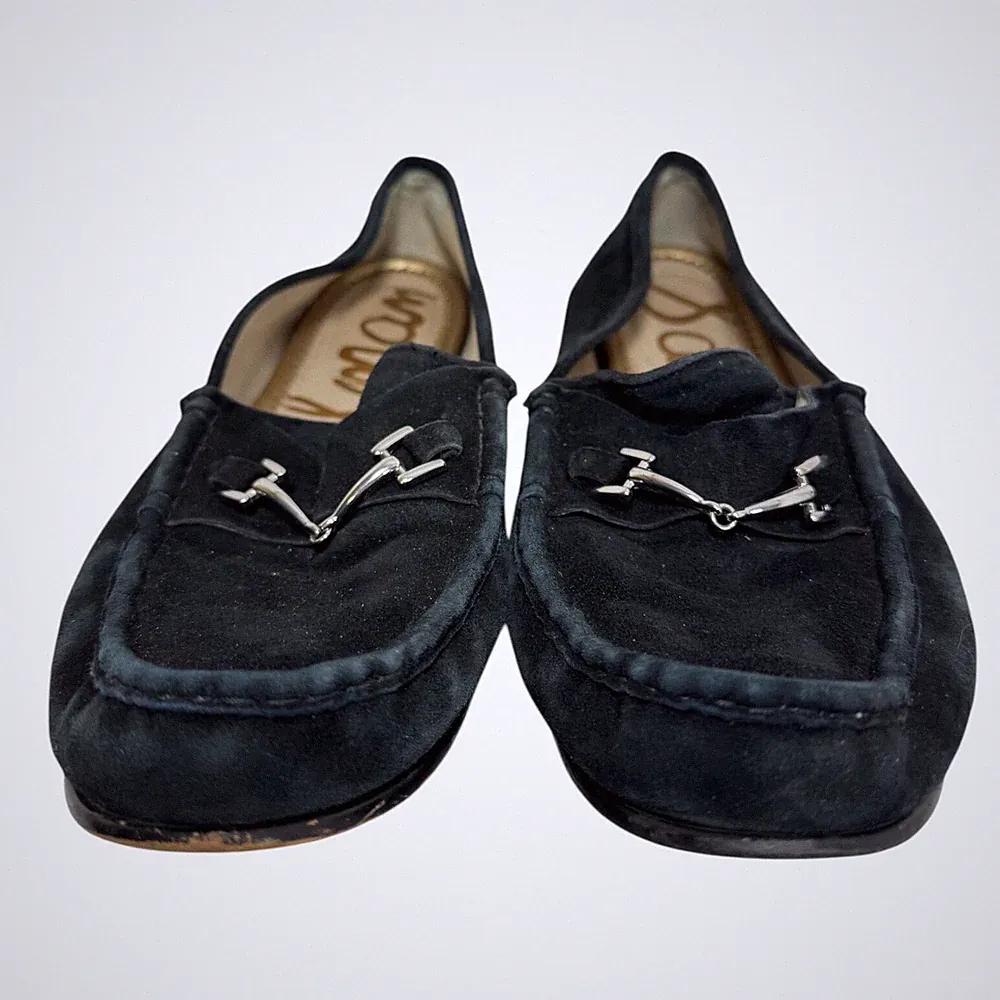 Sam Edelman Moe Toe Nubuck Loafer Womens Size 10 Black Suede Leather Talia
