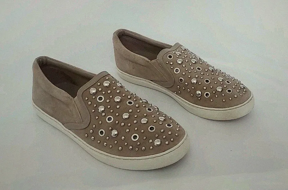 Sam Edelman Paven grau Wildleder verziert Loafer Stil Turnschuhe USA10 UK8 KOSTENLOSER VERSAND