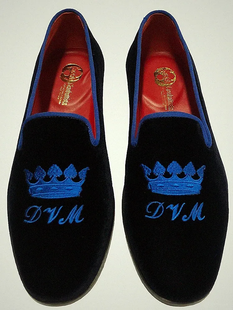 Samt Slipper Halbschuhe mit personalisierter Stickerei 39 bis 46 Handarbeit