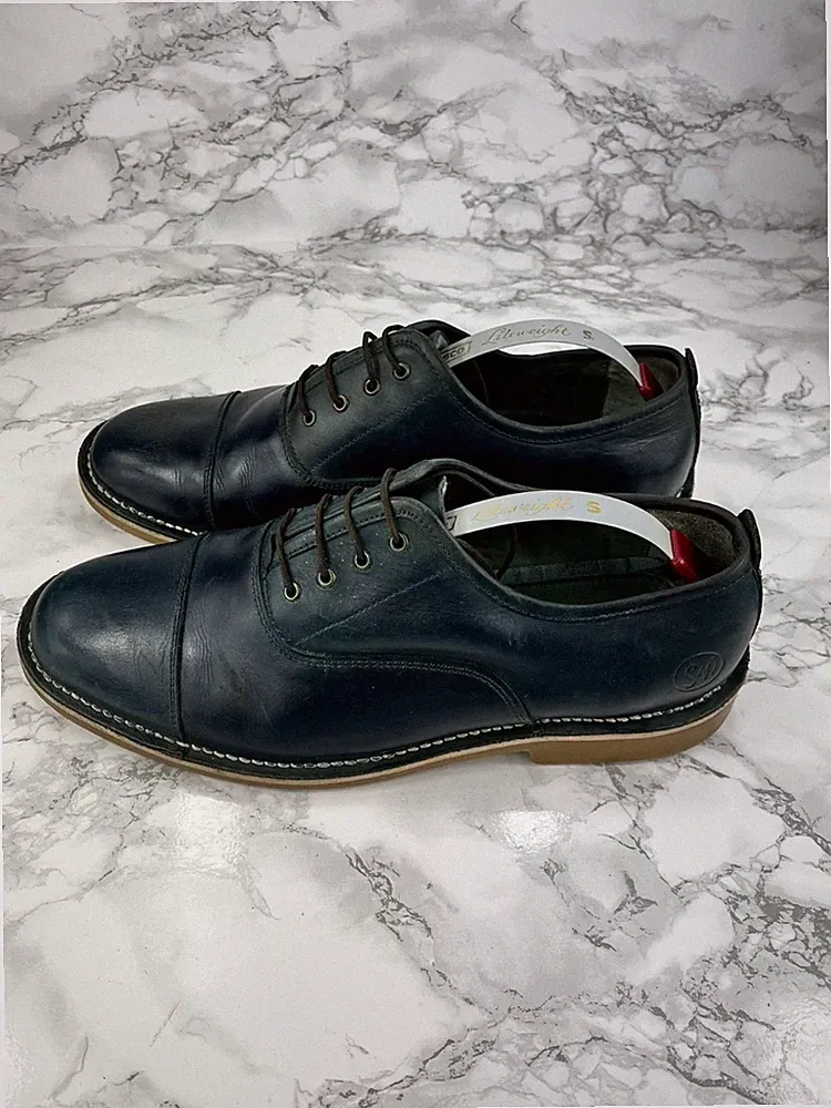 Samuel Windsor Halbschuhe elegante Schuhe Herren Größe UK 10 marineblau Leder runde Spitze