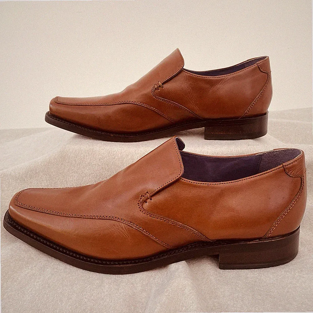 Samuel Windsor Herren hellbraun Leder Slipper Schuhe Größe UK 11 handgefertigte Halbschuhe