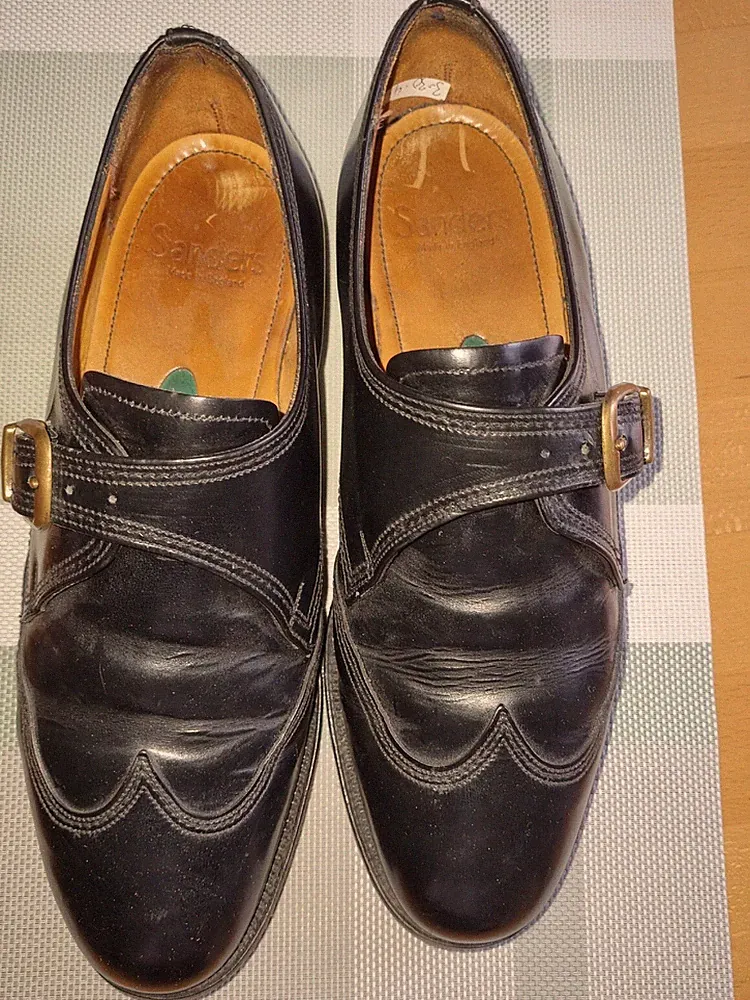 Sanders Herrenschuhe Leder Vintage Hergestellt IN England Gr.42 UK 8 Schwarz