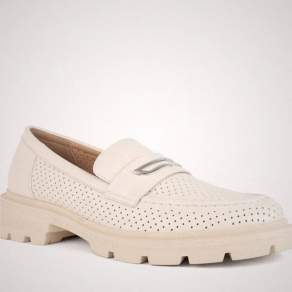 Santino Milano Damen Beige Leder Loafer Elegant SAN602625128