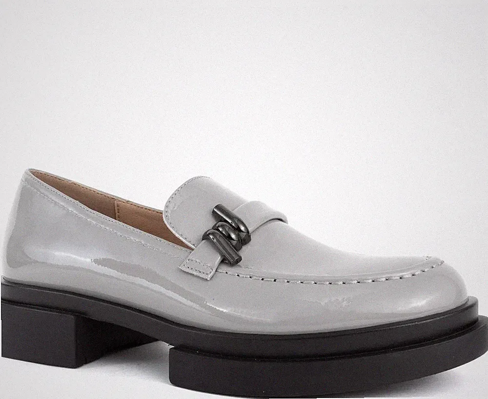 Santino Milano Damen Graue Leder Loafer Elegant SAN602625108
