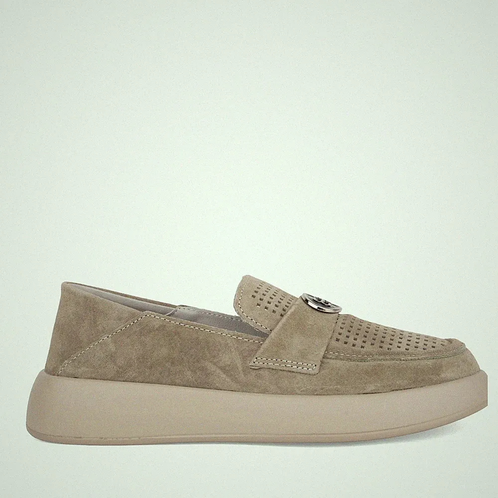 Santino Milano Damen Grüne Wildleder Keilabsatz Loafer Freizeit SAN6582-26108KHA