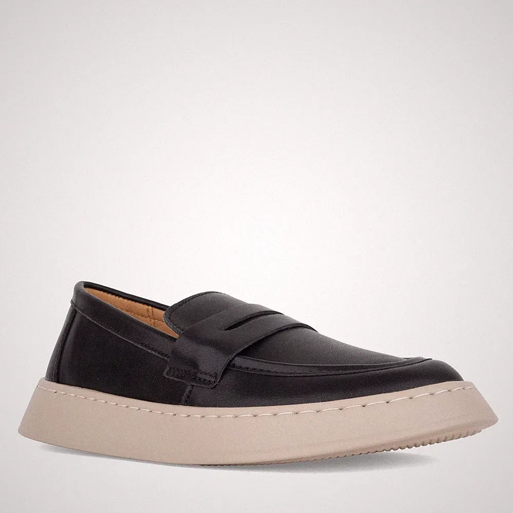Santino Milano Damen Schwarze Leder Keilabsatz Loafer Freizeit SAN6582-26105BLK