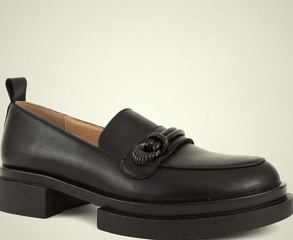 Santino Milano Damen Schwarze Leder Loafer Elegant SAN602625109